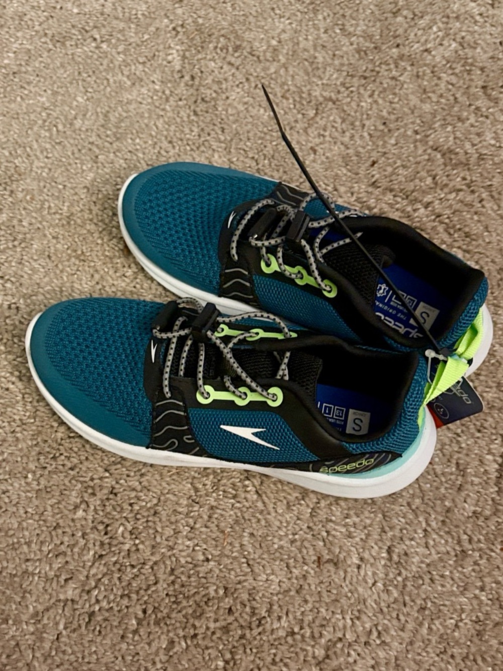 Speedo Teal Athletic Sneakers with Neon Green Accents us S 1 new